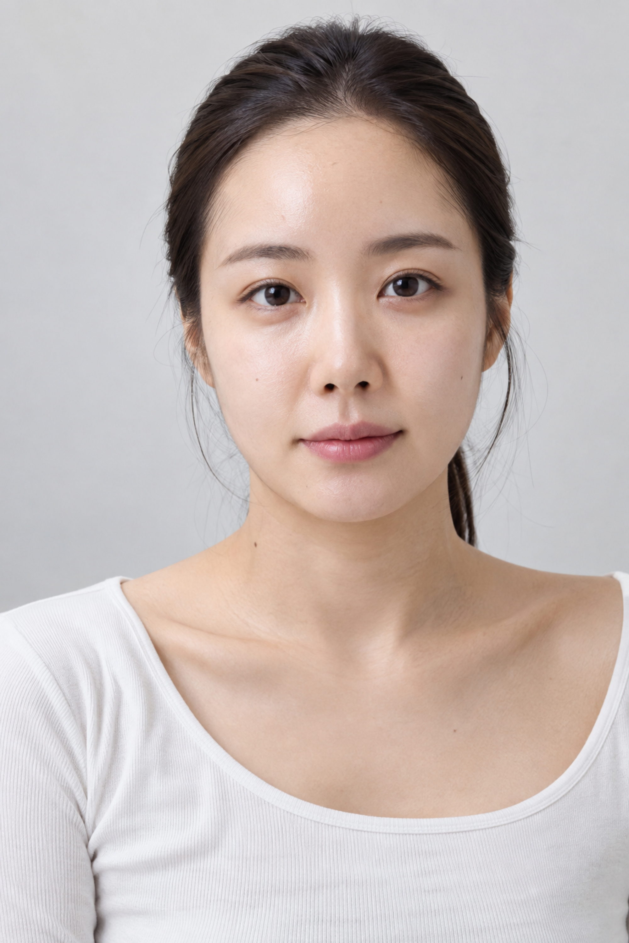 이마가 보이는 여성 인물 사진