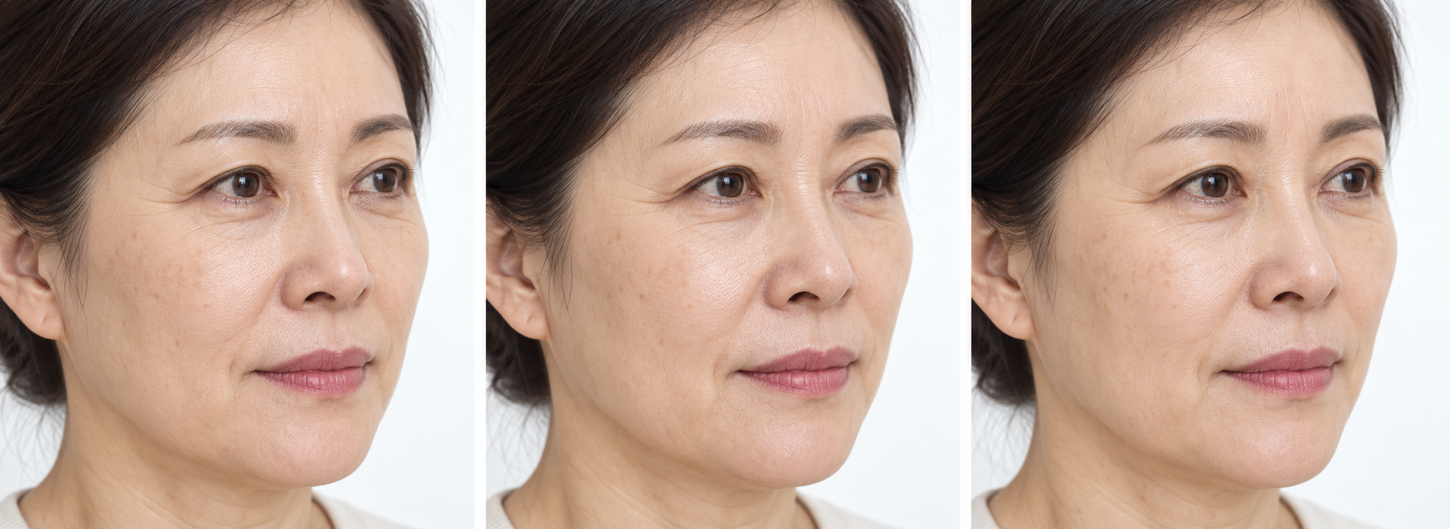 물광주사 시술 전·1차·2차 경과 비교 사진