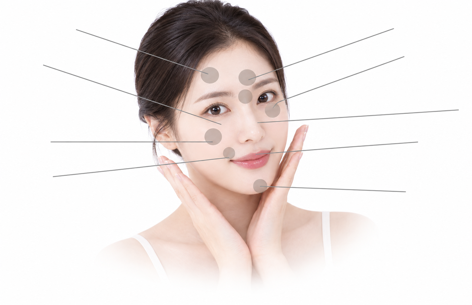 필러 시술 부위와 효과를 표시한 도해